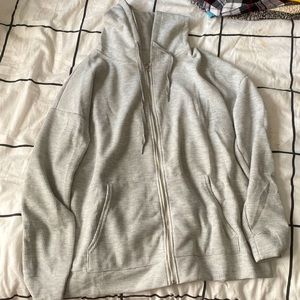Grey zip up with hoodie